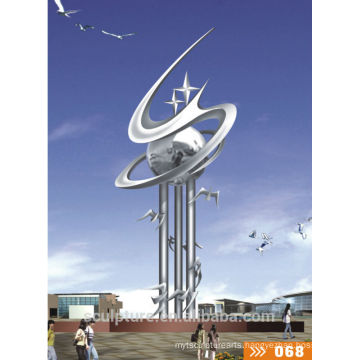 stainless steel large outdoor abstract space statue